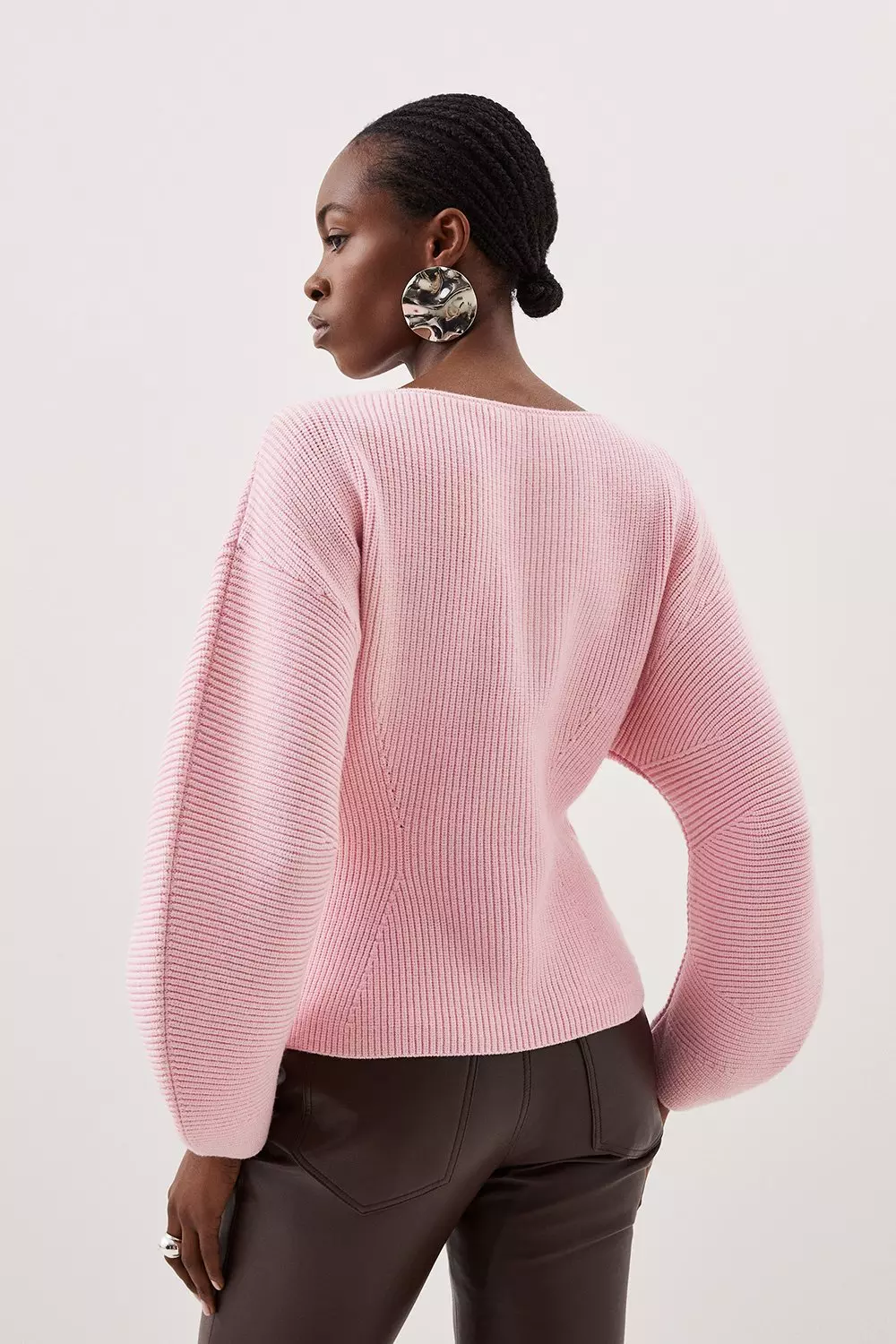 安心追跡【KAREN MILLEN】テクノコットンVネックワンピ ☆KAREN MILLEN☆ ストラクチャード Vネック ワンピース